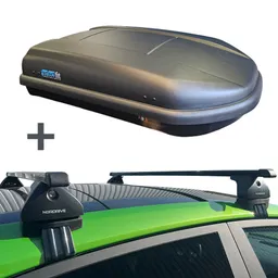 PerfectFit dakkoffer 400 liter + Nordrive dakdragers Fiat Grande Punto 5 deurs hatchback 09/2005 t/m 04/2012
