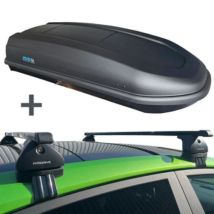 PerfectFit dakkoffer 440 liter + Nordrive dakdragers Fiat 500L 5 deurs hatchback 09/2012 t/m 12/2022